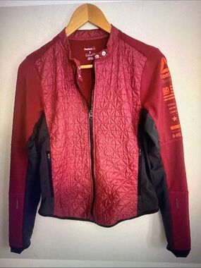 Reebok Speedwick Women Activewear Lightweight Red Black Jacket Size Small